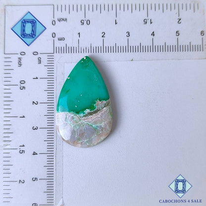 Cabujones de piedra preciosa variscita natural en forma de pera de 36 x 22 x 5 mm, procedentes de Estados Unidos, disponibles para la venta.