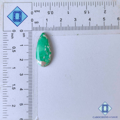 Cabujones de variscita natural en forma de pera de 24 x 11 x 4 mm, procedentes de Estados Unidos, disponibles para la venta.