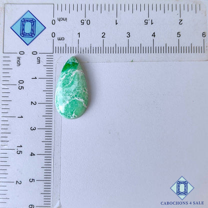 Cabujones de variscita natural en forma de pera de 25 x 13 x 5 mm, procedentes de Estados Unidos, disponibles para la venta.