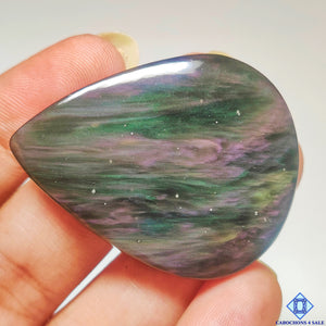 Velvet Obsidian ( Picture click under the lamp ) Pear Cabochons 41x32x6mm