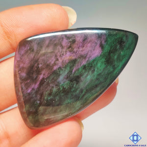 Velvet Obsidian ( Picture click under the lamp ) Fancy Cabochons 49x32x7mm