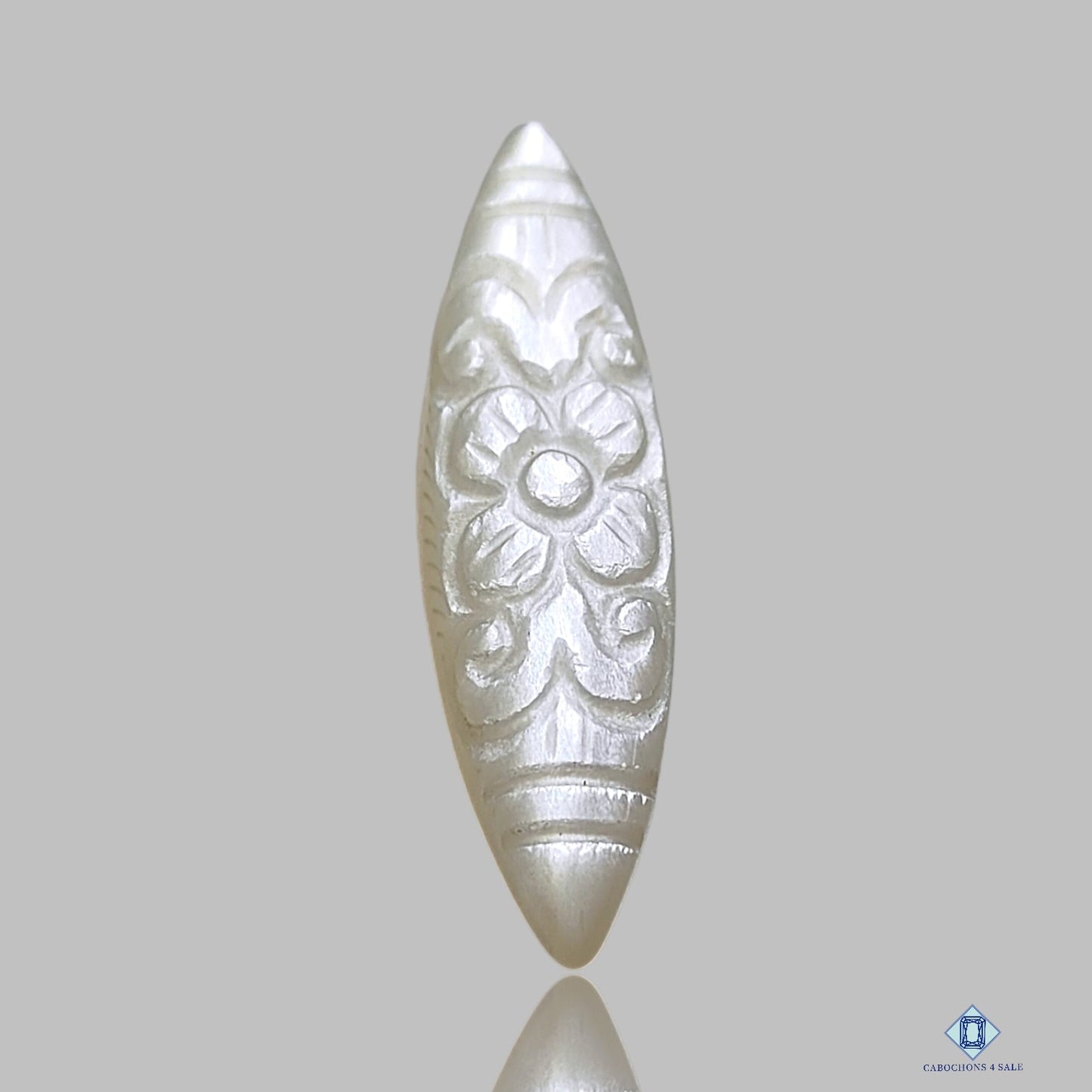 White Moon Stone Marquise Carvings