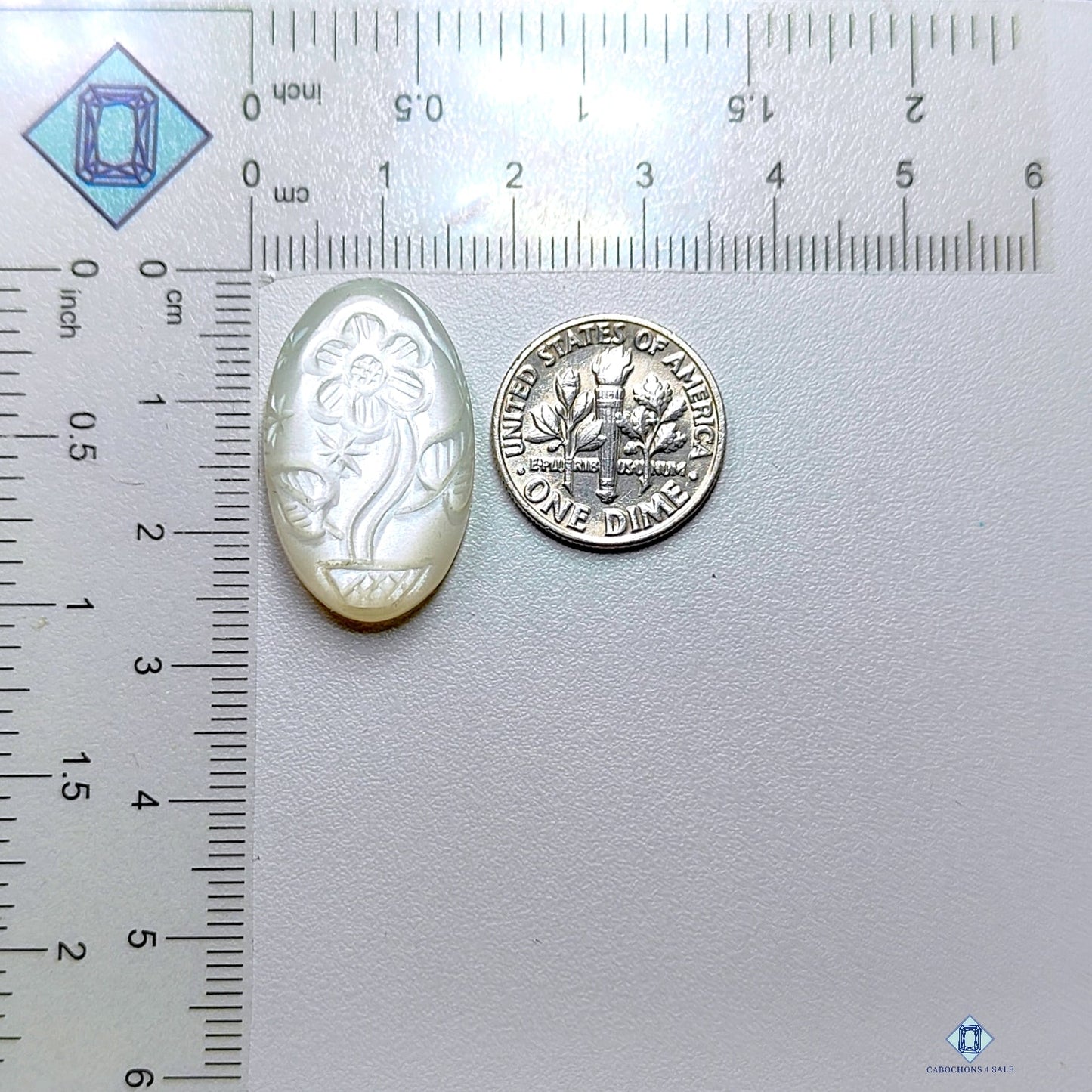 White MoonStone Oval Carvings