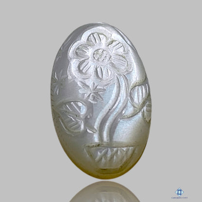 White MoonStone Oval Carvings