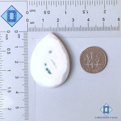 Natural White Solar Quartz Gemstone Pear Cabochons 36*26*5mm from Brazil  available for sale