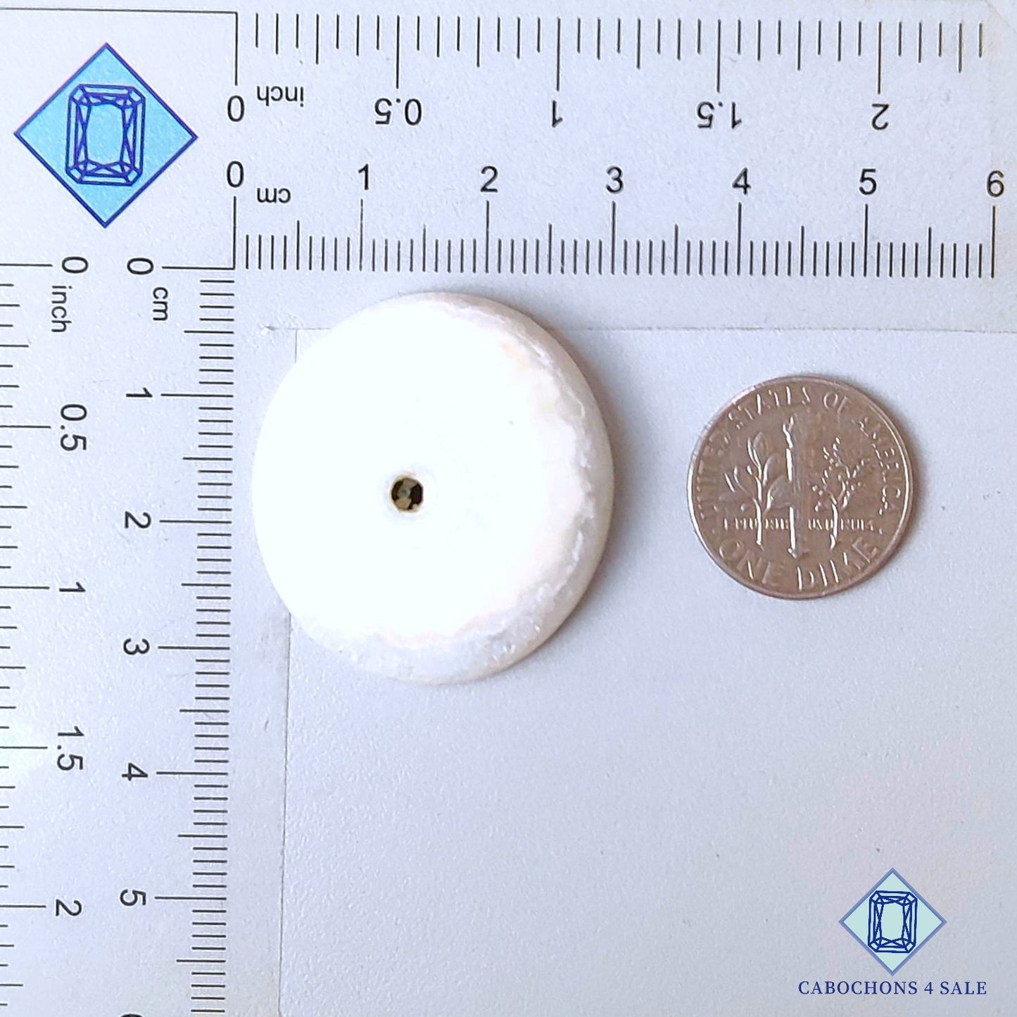 Natural White Solar Quartz Gemstone Round Cabochons 31*29*6mm from Brazil  available for sale