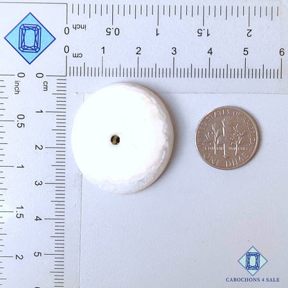 Natural White Solar Quartz Gemstone Round Cabochons 31*29*6mm from Brazil  available for sale