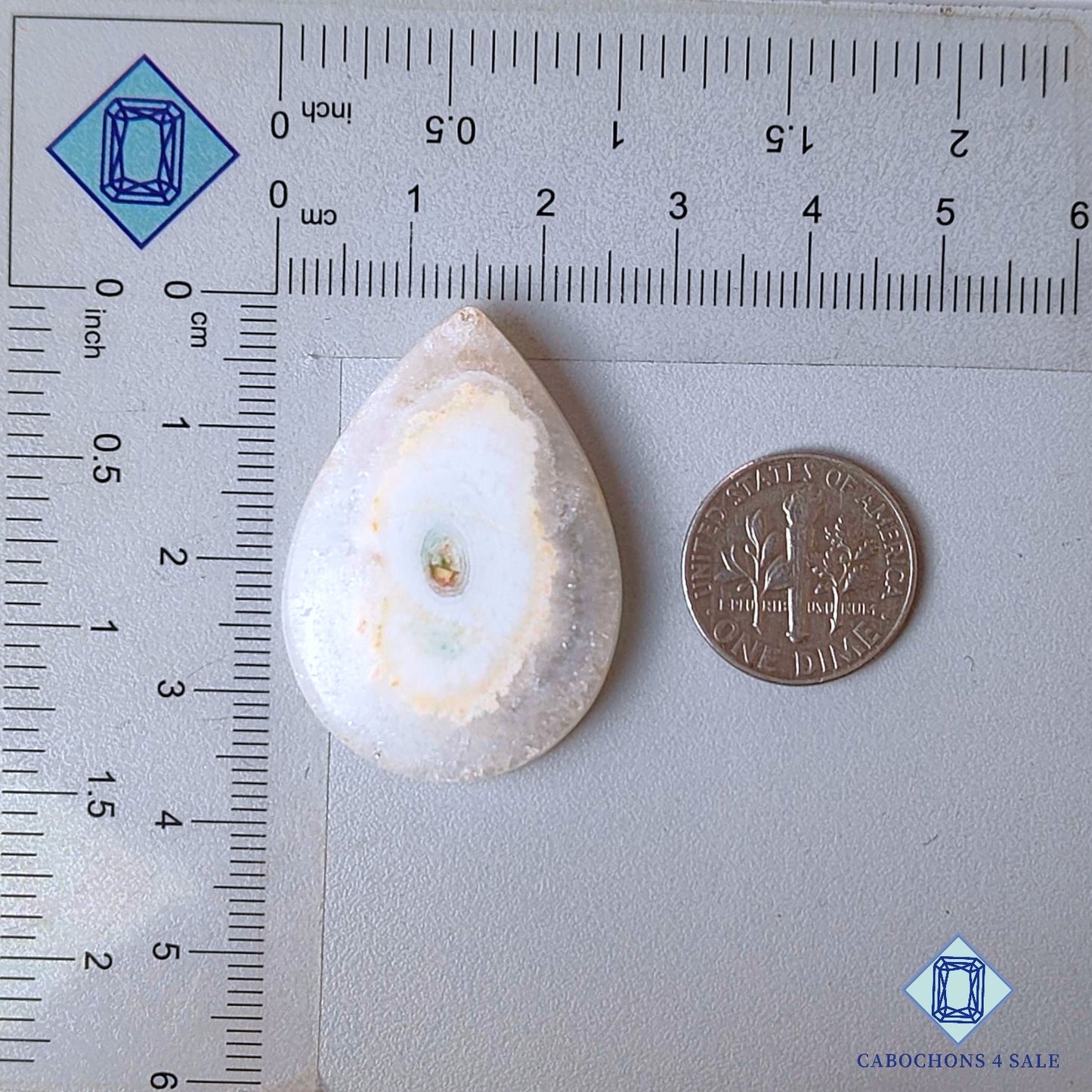 Natural White Solar Quartz Gemstone Pear Cabochons 36*25*6mm from Brazil  available for sale