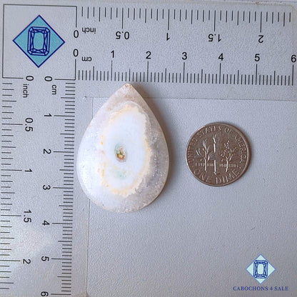 Natural White Solar Quartz Gemstone Pear Cabochons 36*25*6mm from Brazil  available for sale