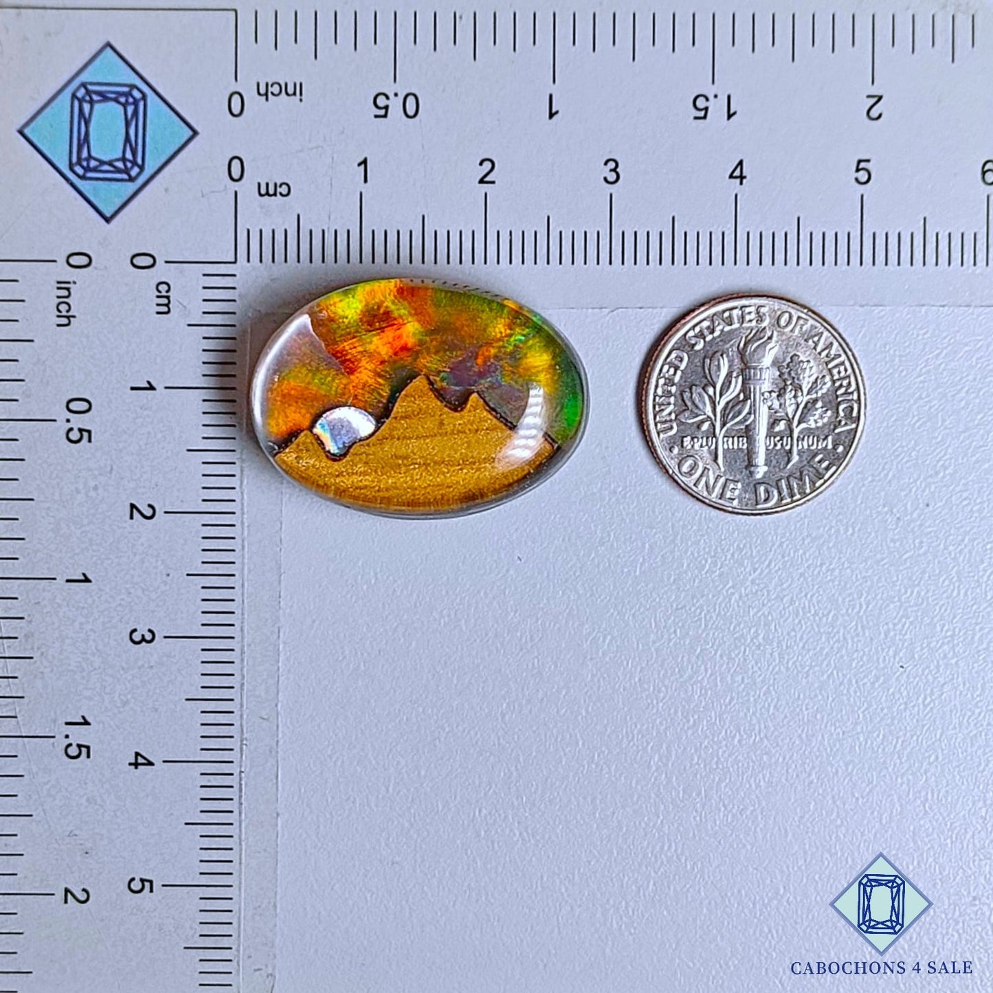 Wood Hill Mountain Aurora Opal + Crystal Quartz Doublet Gemstone  Oval Doublets 27*19*8mm available for sale