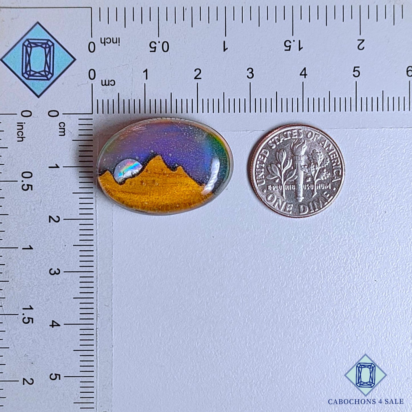 Wood Hill Mountain Aurora Opal + Crystal Quartz Doublet Gemstone  Oval Doublets 25*18*8mm available for sale