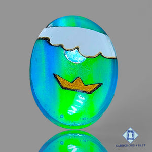 Wood Hill Mountain Aurora Opal + Crystal Quartz Doublet Gemstone  Oval Doublets 29*22*8mm available for sale