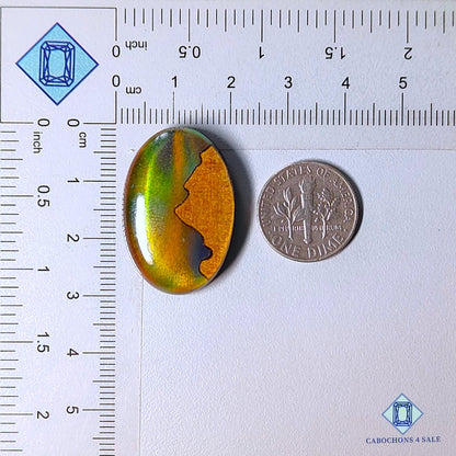 Wooden Hill Inlay in Crystal and Aurora Opal Doublet Gemstone Oval Cabochons 29*20*7mm available for sale