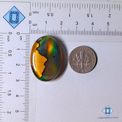 Wooden Hill Inlay in Crystal and Aurora Opal Doublet Gemstone Oval Cabochons 29*21*7mm available for sale