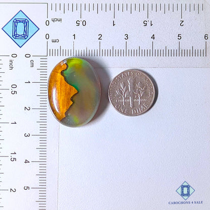 Wooden Hill Inlay in Crystal and Aurora Opal Doublet Gemstone Oval Cabochons 26*20*8mm available for sale