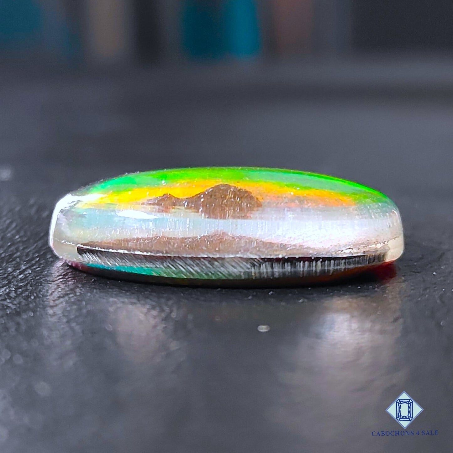 Wooden Hill Inlay in Crystal and Aurora Opal Doublet Gemstone Oval Cabochons 29*20*7mm available for sale