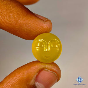 Natural Yellow Calcite Gemstone Round Carvings 14*7mm from Mexico available for sale