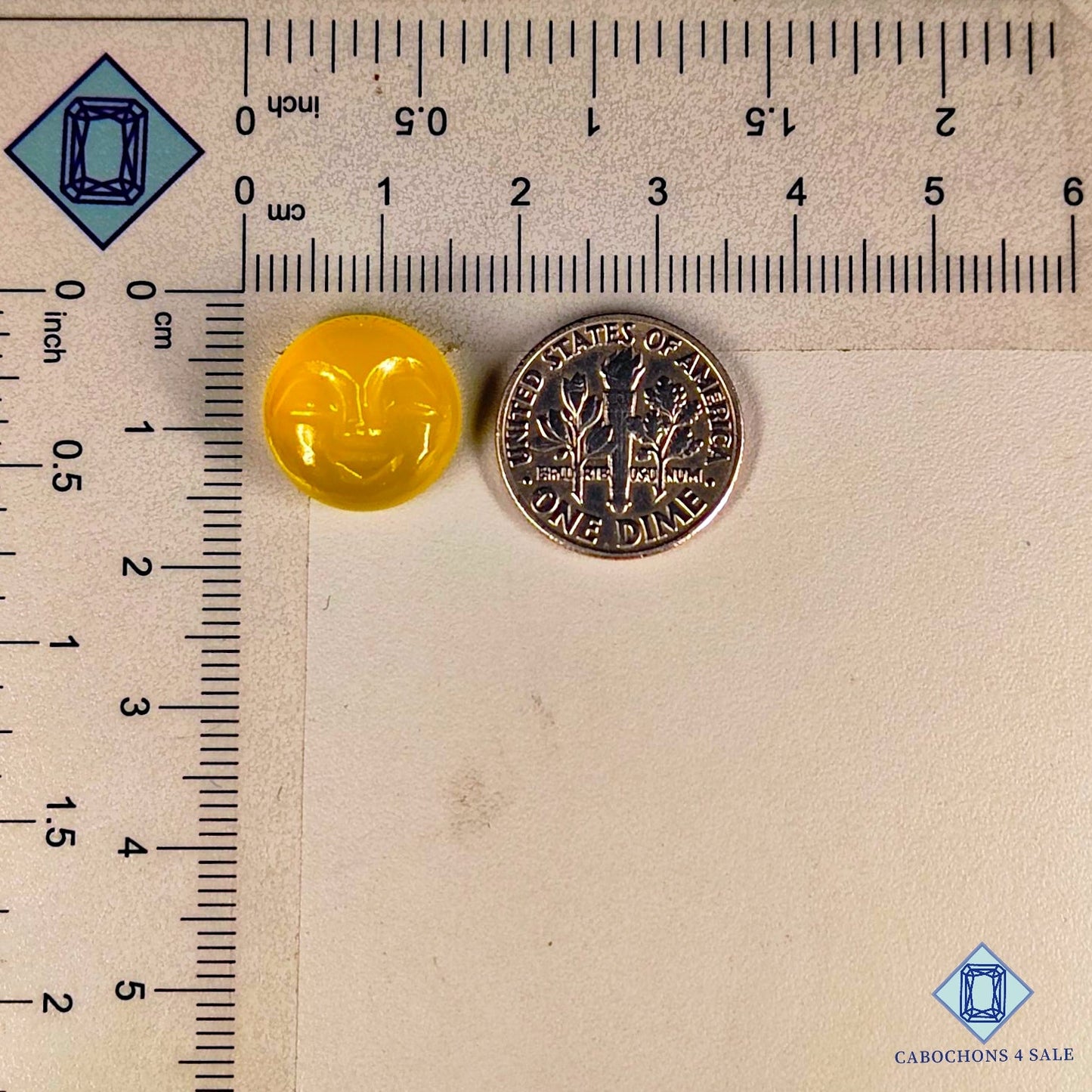 Natural Yellow Calcite Gemstone Round Carvings 14*7mm from Mexico available for sale