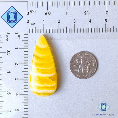 Natural Yellow Calcite Gemstone Pear Cabochons 40*17*8mm from Brazil  available for sale