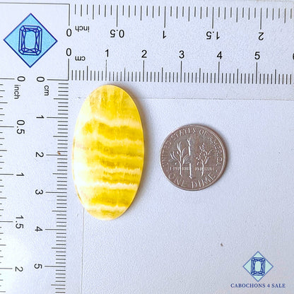 Natural Yellow Calcite Gemstone Oval Cabochons 36*19*4mm from Brazil  available for sale