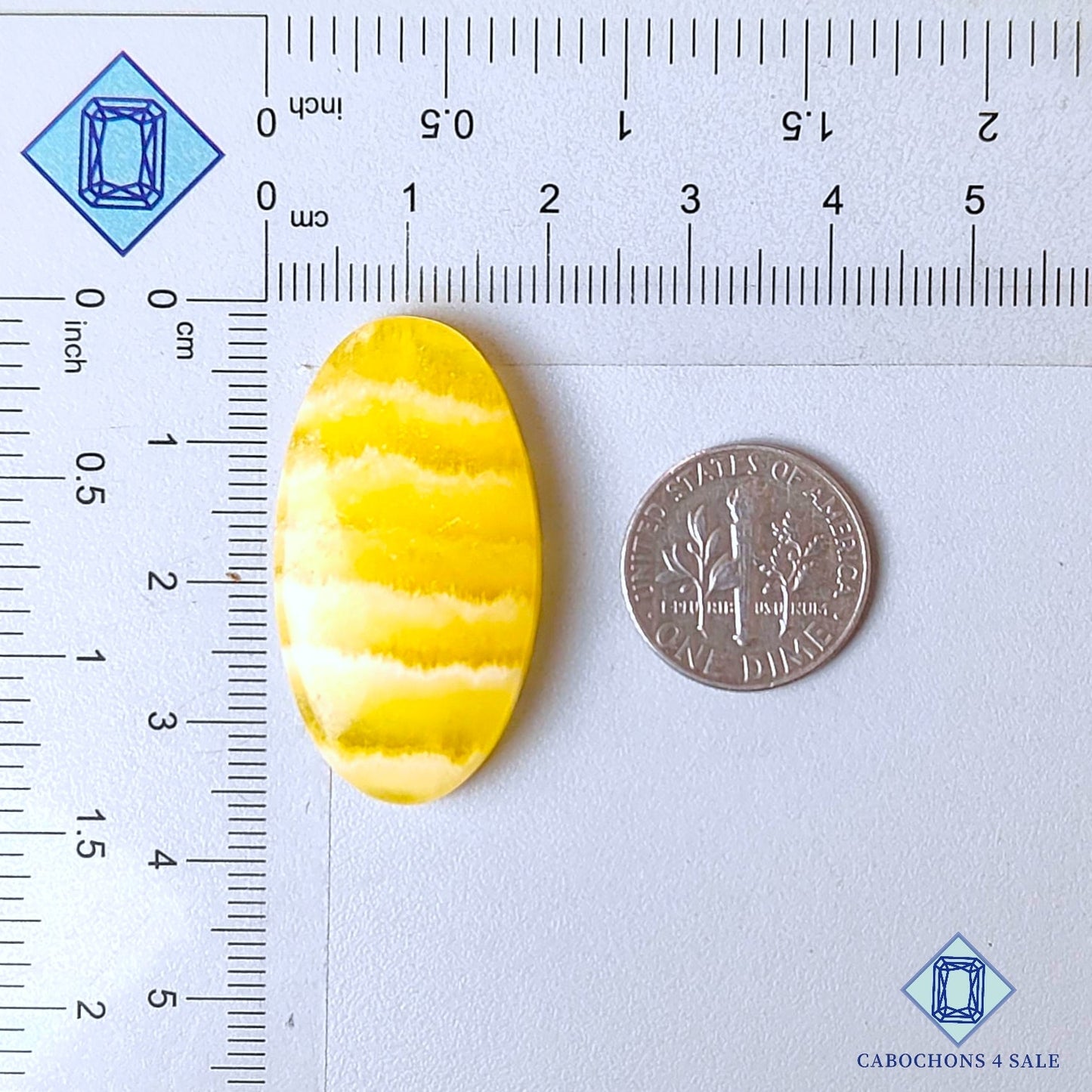 Natural Yellow Calcite Gemstone Oval Cabochons 35*19*6mm from Brazil  available for sale