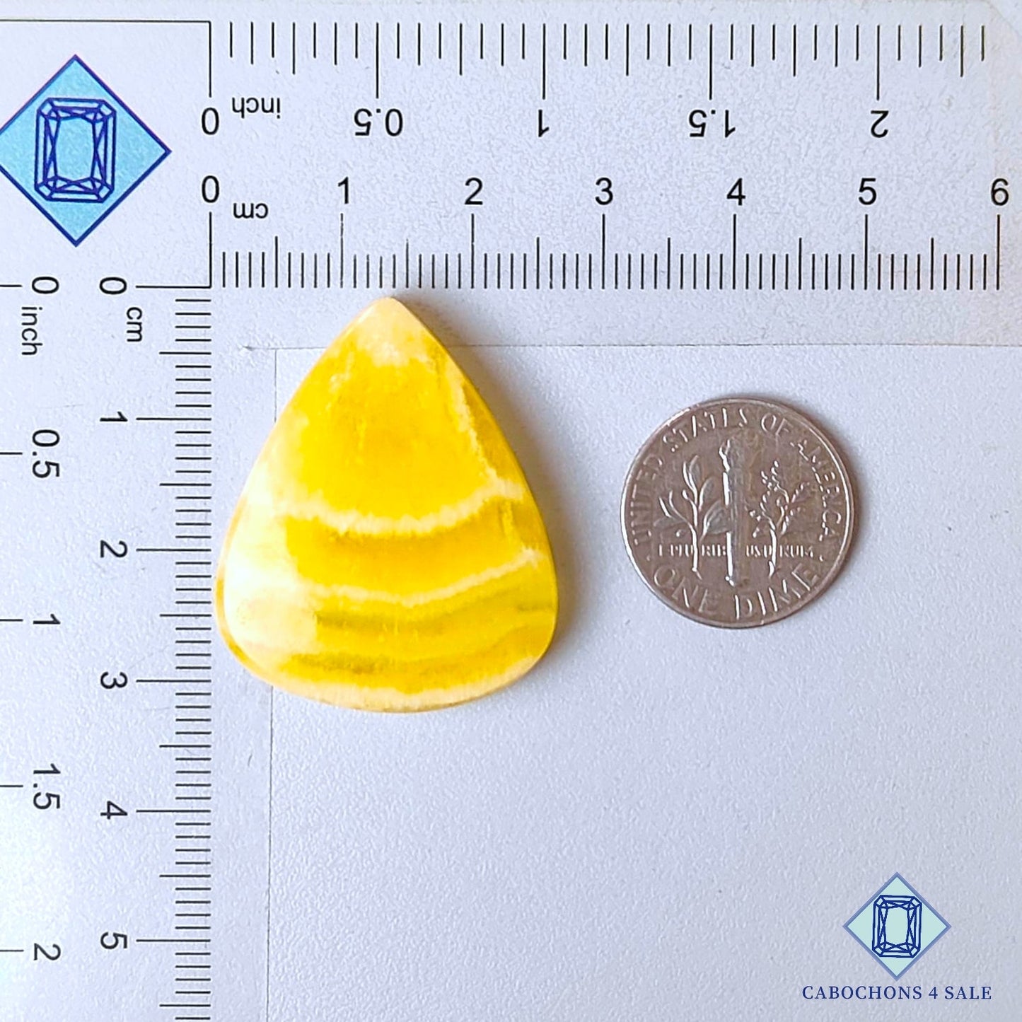 Natural Yellow Calcite Gemstone Pear Cabochons 32*26*6mm from Brazil  available for sale