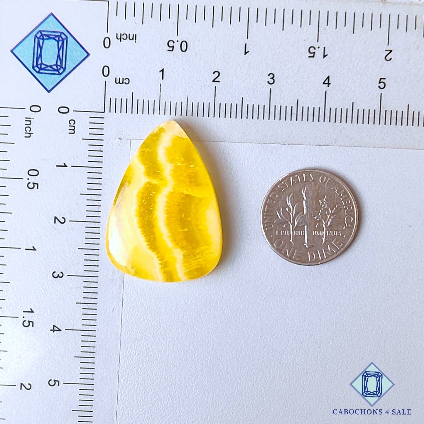 Natural Yellow Calcite Gemstone Pear Cabochons 29*21*5mm from Brazil  available for sale