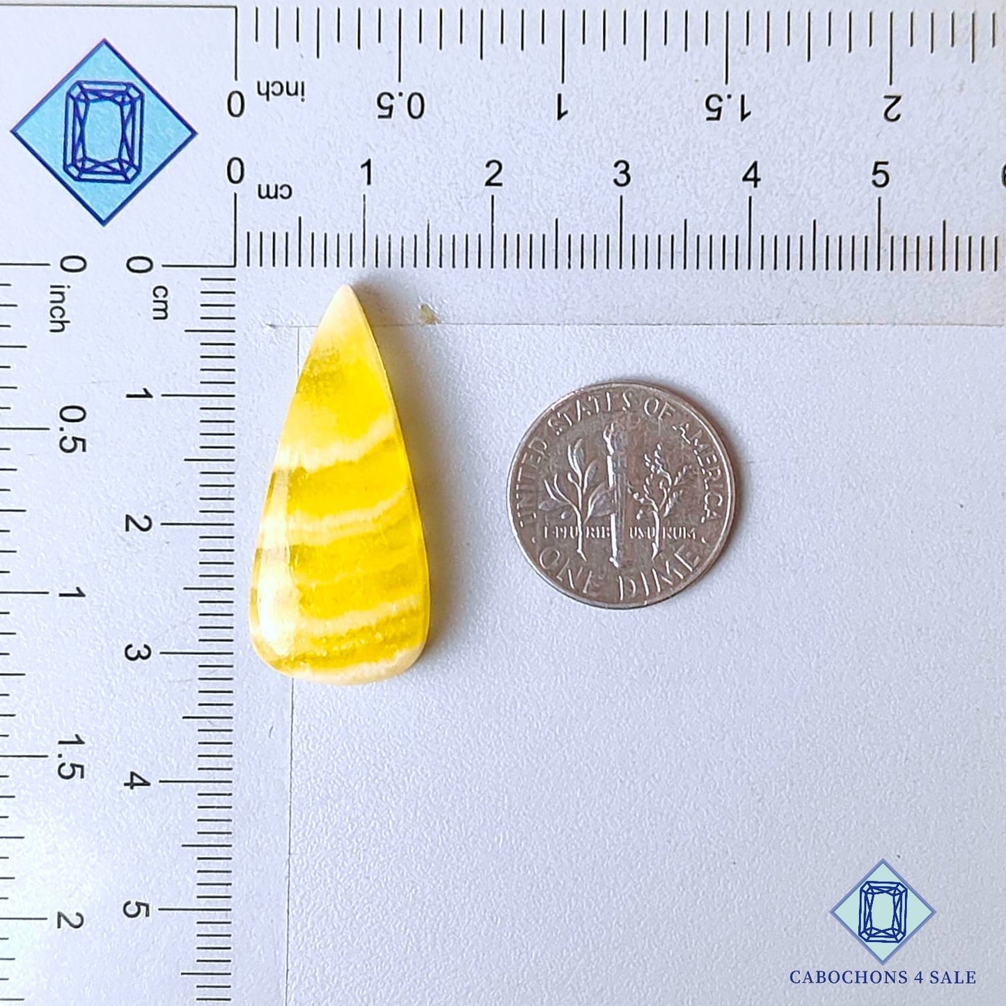 Natural Yellow Calcite Gemstone Pear Cabochons 31*14*6mm from Brazil  available for sale