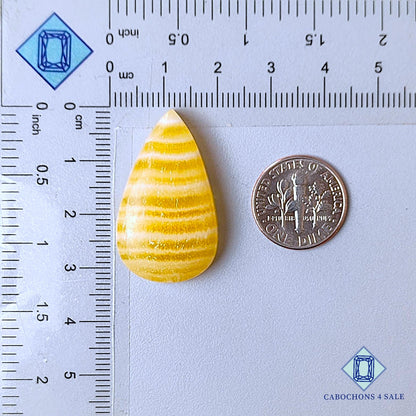 Natural Yellow Calcite Gemstone Pear Cabochons 32*19*8mm from Mexico  available for sale