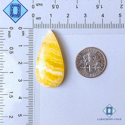 Natural Yellow Calcite Gemstone Pear Cabochons 33*16*7mm from Mexico  available for sale