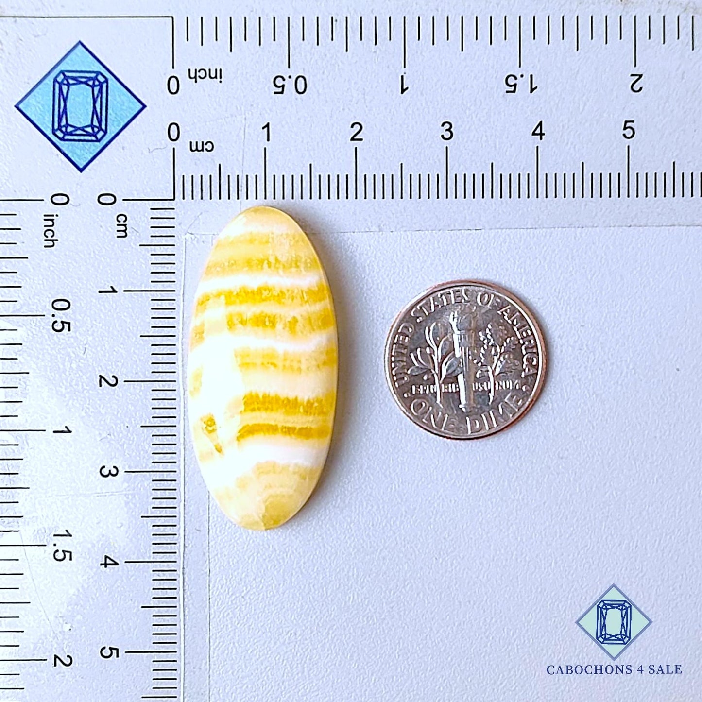 Natural Yellow Calcite Gemstone Oval Cabochons 35*16*7mm from Mexico  available for sale