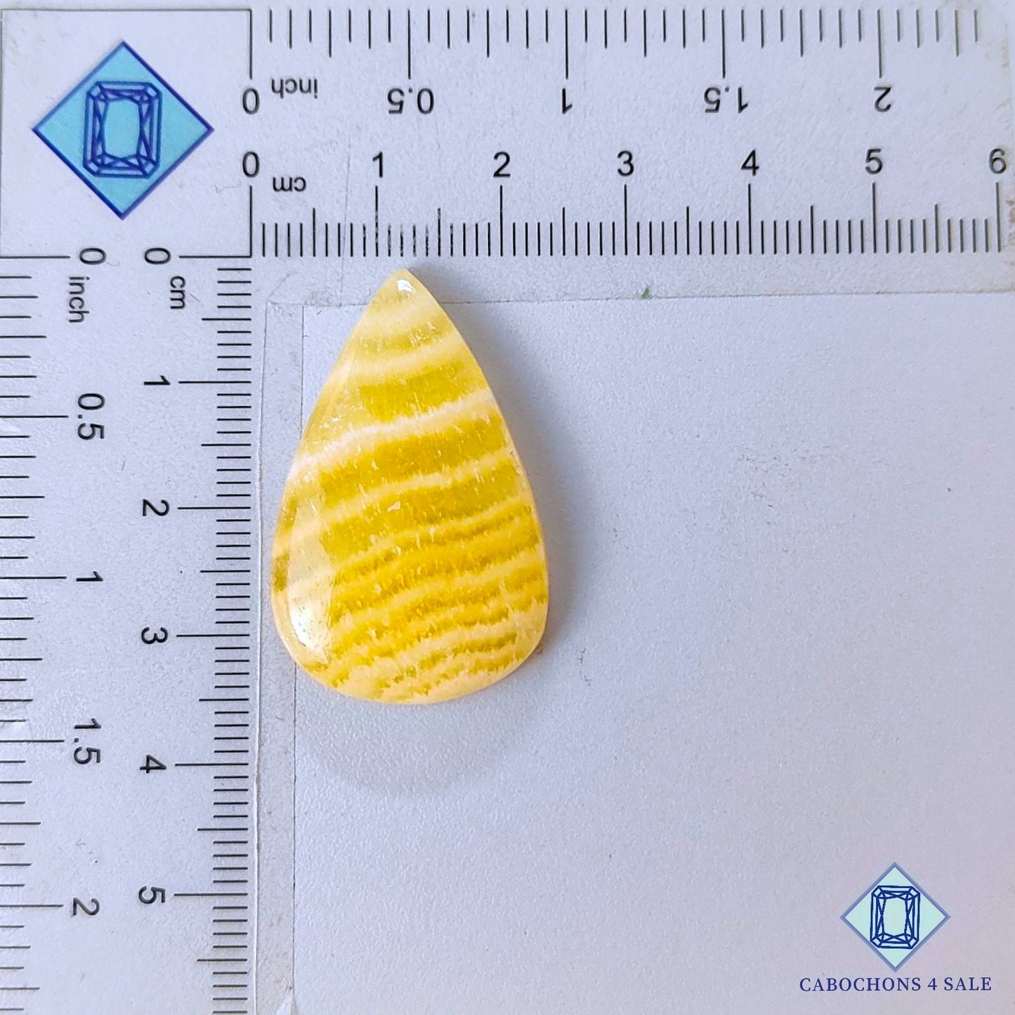 Natural Yellow Calcite Gemstone  Pear Cabochons 34*21*6mm from Mexico available for sale