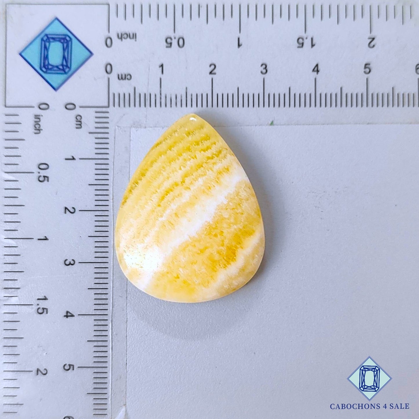 Natural Yellow Calcite Gemstone  Pear Cabochons 35*28*6mm from Mexico available for sale