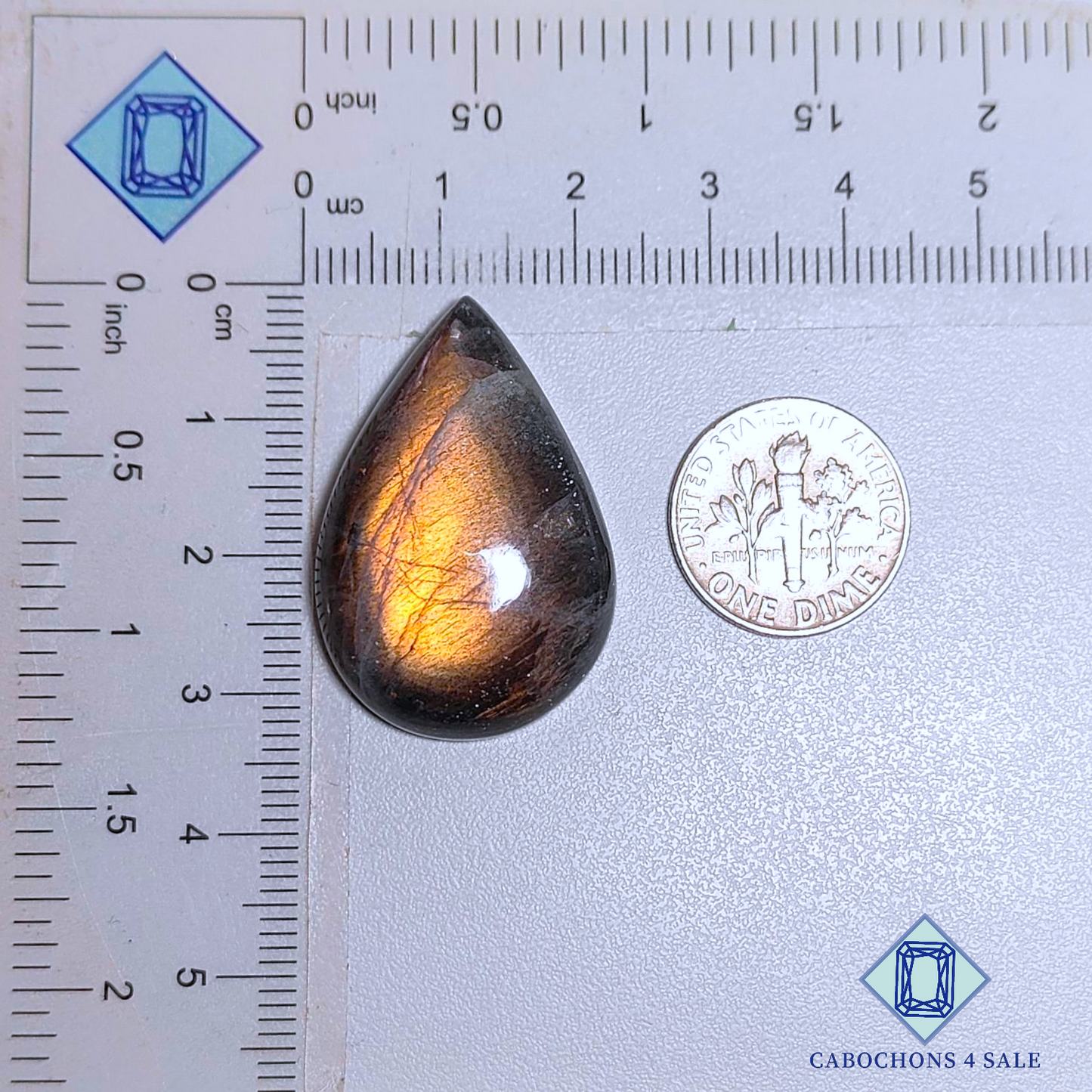 Cabujones de pera de labradorita amarilla