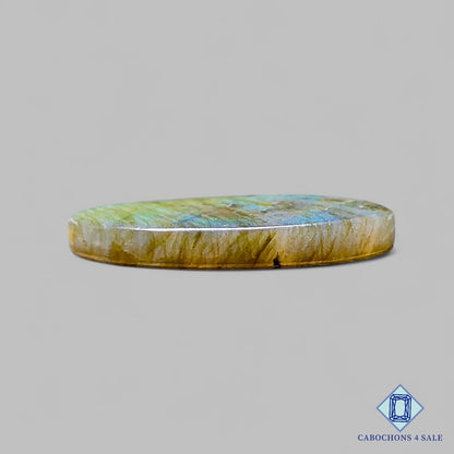 Cabujones ovalados de labradorita amarilla natural de 34 x 21 x 4 mm de Madagascar, disponibles para la venta.