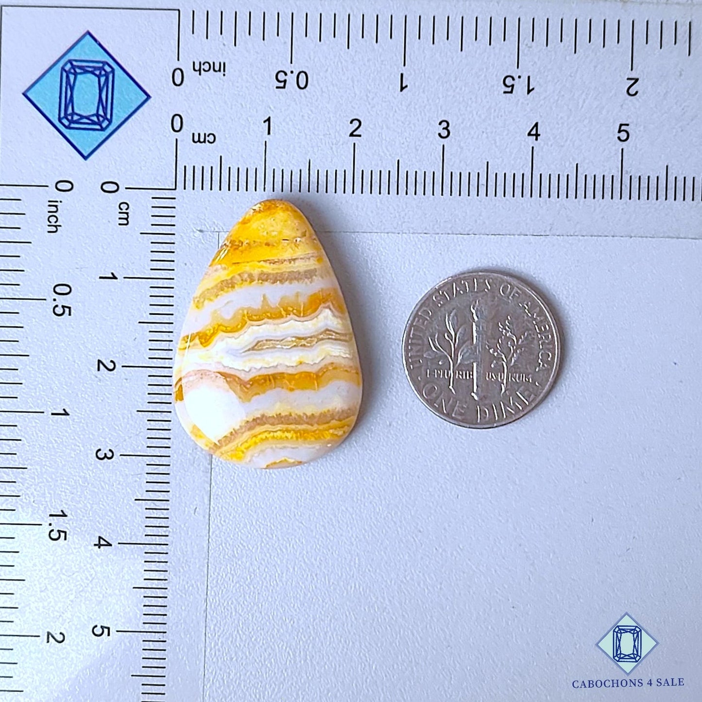Natural Yellow Lace Agate Gemstone  Pear Cabochons 30*21*6mm from Mexico available for sale