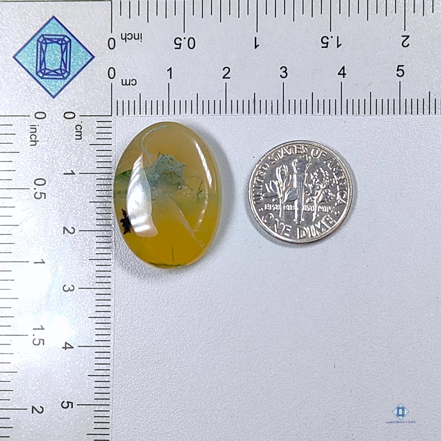 Yellow Moss Agate Oval Cabochons