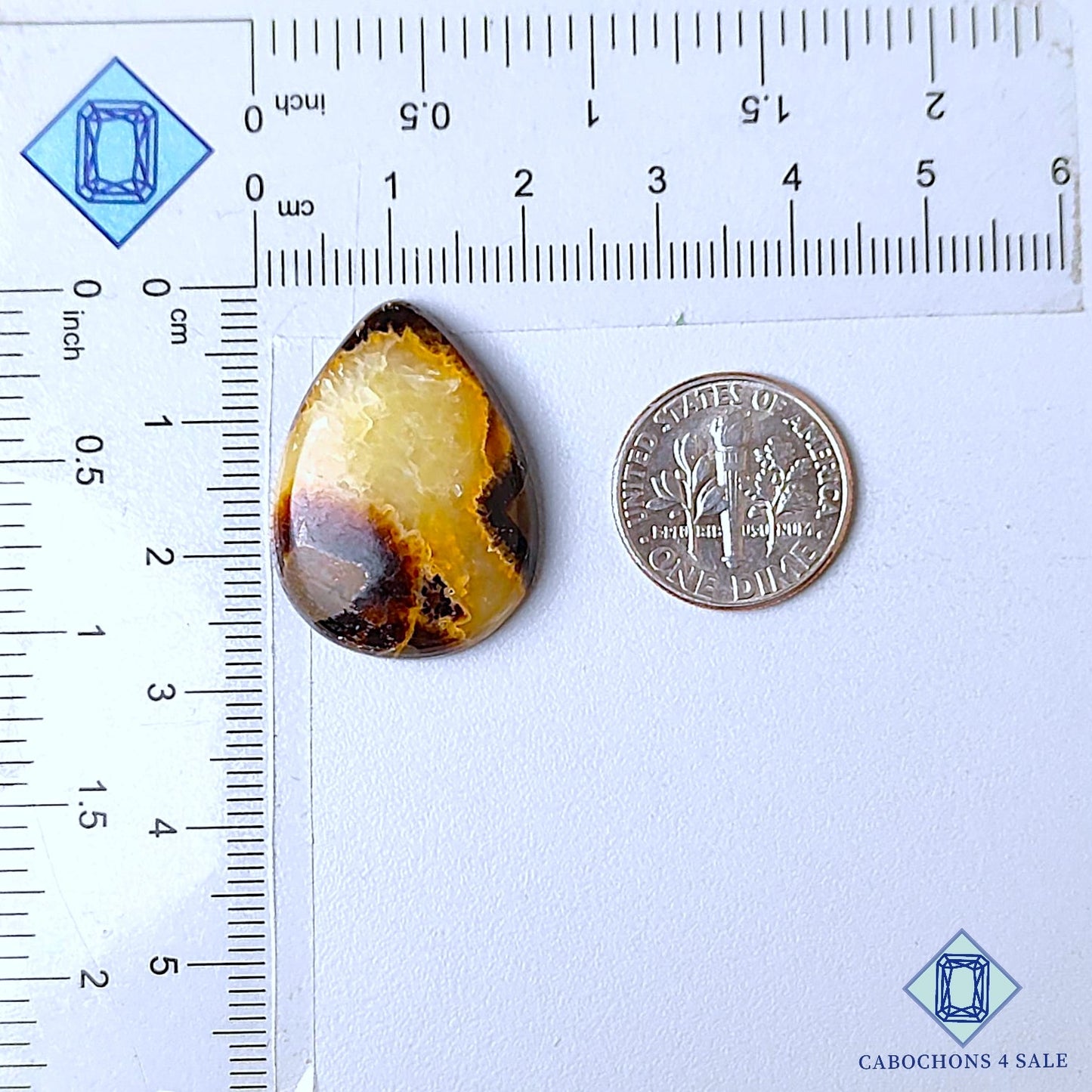 Natural Yellow Septarian Gemstone Pear Cabochons 26*20*6mm from USA available for sale
