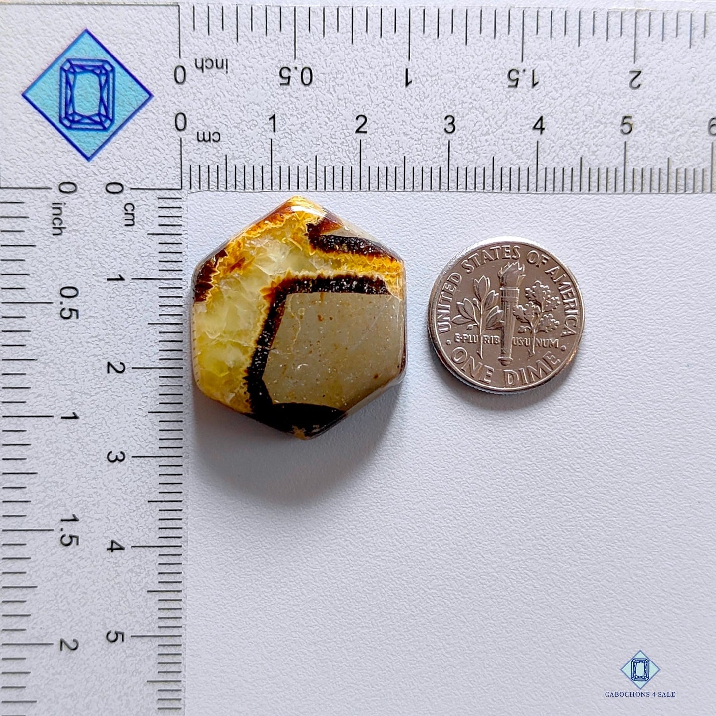 Yellow Septarian Hexagon Cabochons