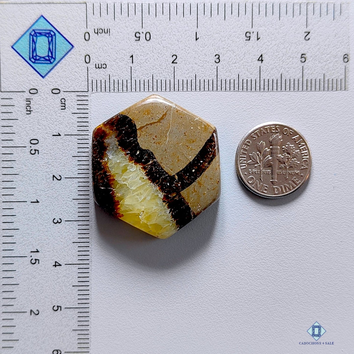 Yellow Septarian Hexagon Cabochons