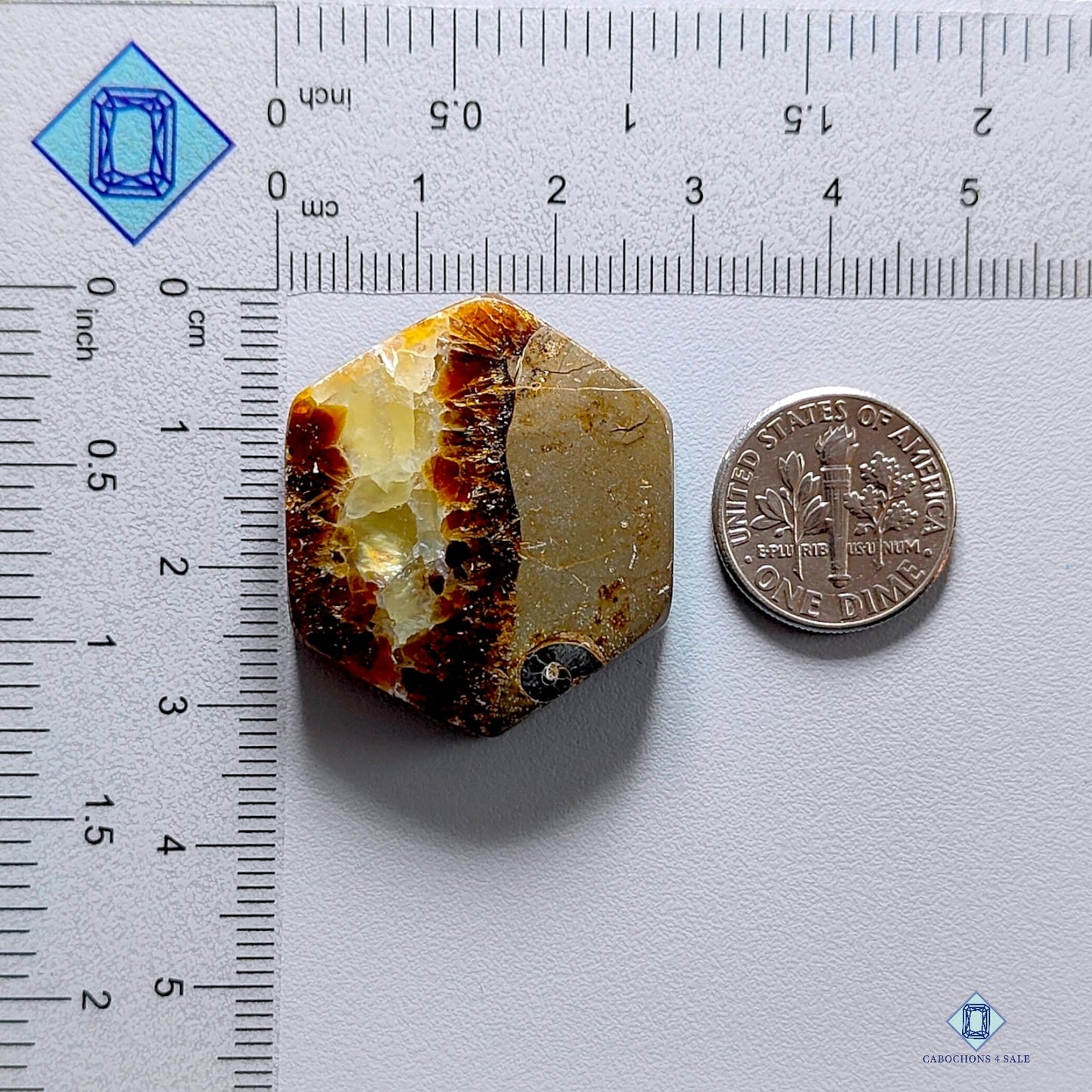 Yellow Septarian Hexagon Cabochons