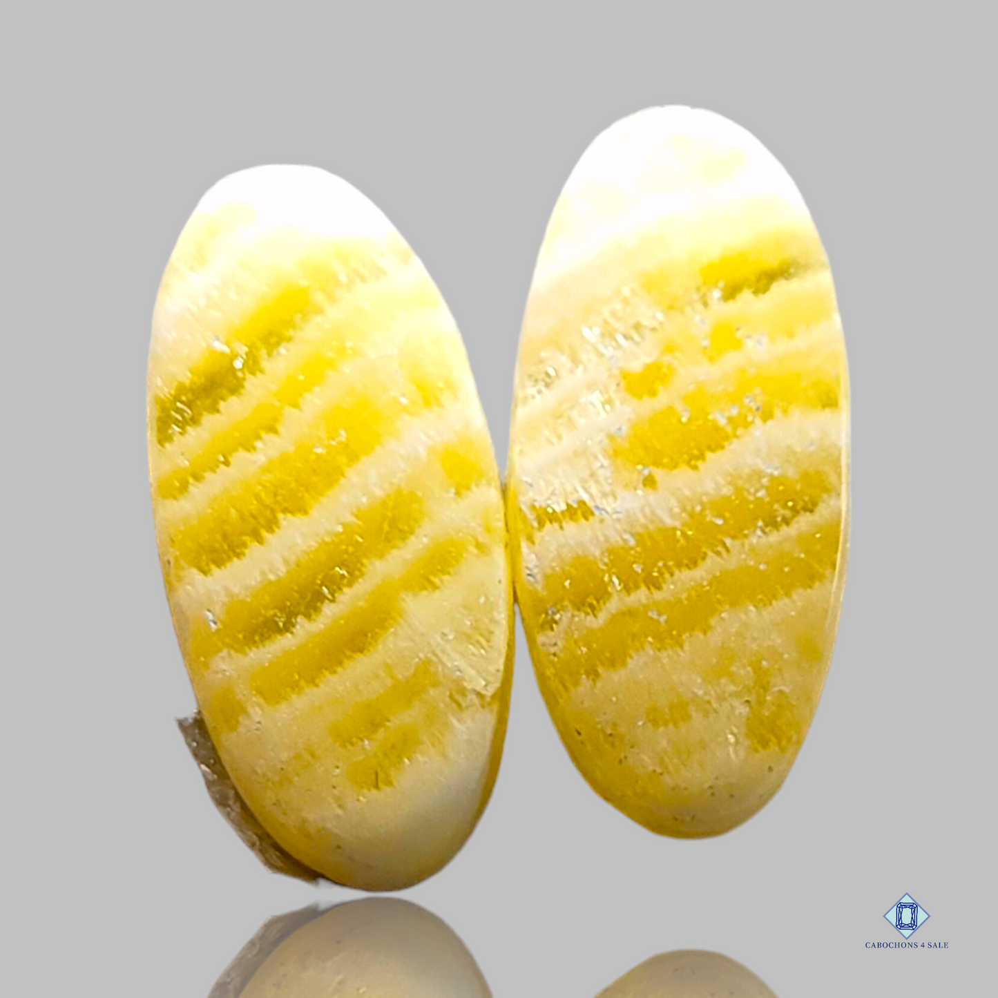 Yellow calcite-oval-Pairs