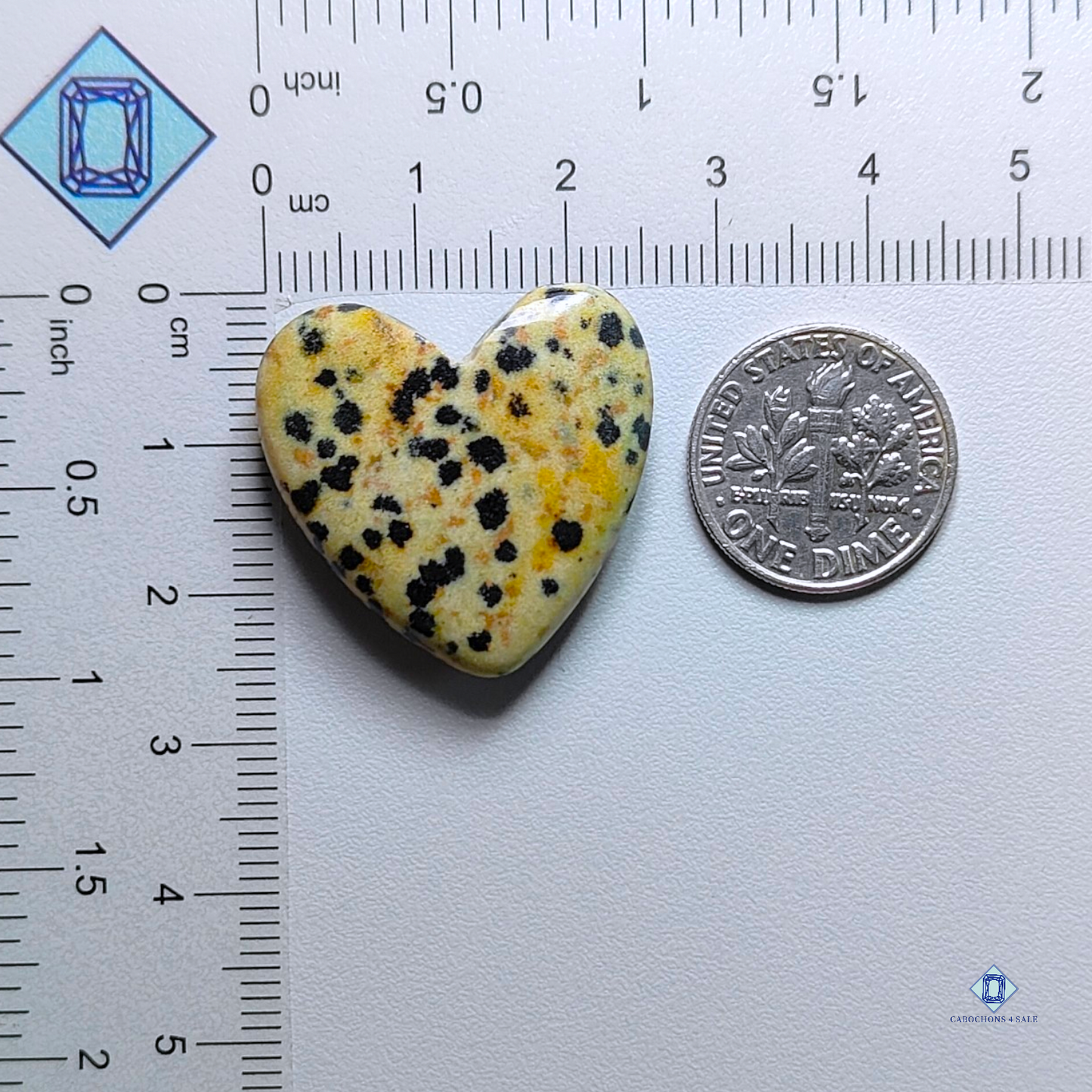 yellow dalmatian jasper-Heart-Cabochons