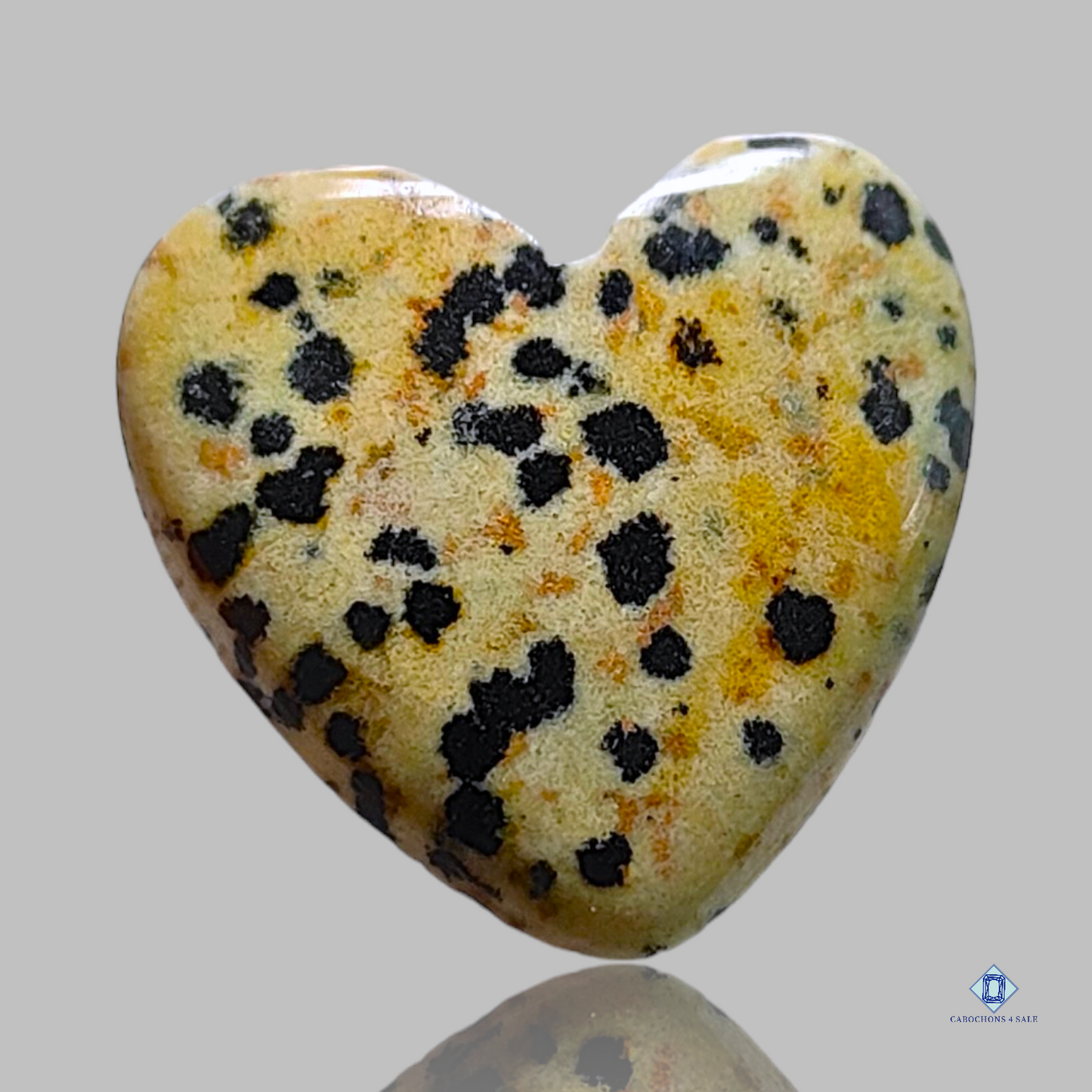 yellow dalmatian jasper-Heart-Cabochons