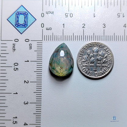 Moss  Agrate + Crystal Quartz Doublets  pear Doublets