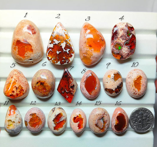 Cantera Mexican Fire Opal Cabochons for Jewelry Making | Natural Fire Opal Gemstone | Loose Stones