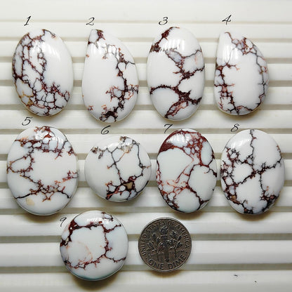 Natural Wild Horse Jasper Gemstone Cabochons | Brown White Pattern Stone for Rings, Pendants