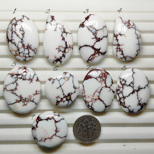 Natural Wild Horse Jasper Gemstone Cabochons | Brown White Pattern Stone for Rings, Pendants
