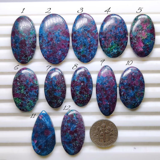Ruby Kyanite Cabochons for Jewelry Making | Natural Ruby in Kyanite Gemstone | Loose Stones