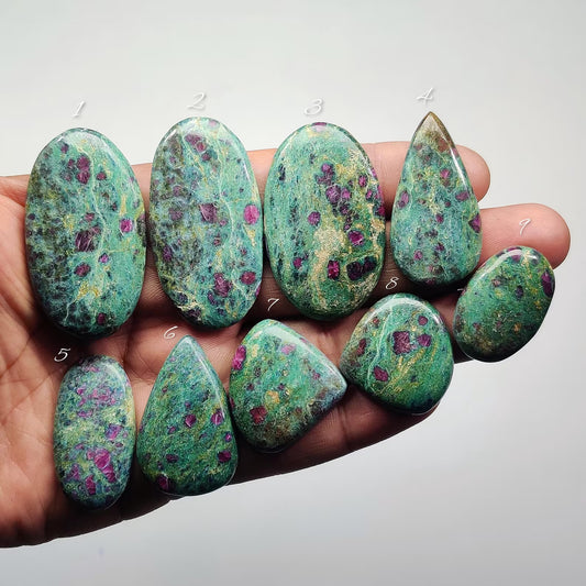 Ruby Fuchsite Cabochons for Jewelry Making | Natural Ruby in Fuchsite Gemstone | Loose Stones